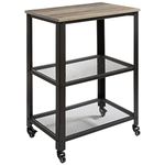 IBUYKE Serving Cart Trolley 60x40x81cm, Industrial Kitchen 3 Levels Shelves, Rolling Utility Cart with 4 Wheels, Heavy Duty Storage Organiser for Kitchen living room TMJ011Y