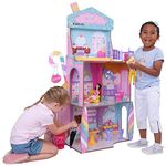 KidKraft Candy Castle Wooden Dolls House with Furniture and Accessories, Play Set with Llama Unicorn Figurine, Ice cream Cone Lift and Gummy Bear Chair for Dolls, Kids' Toys, 20242