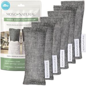 Moso Natural Shoe Deodorizer Insert (3 Pack) Charcoal Odor Absorber for Shoes, Boots, Gym Bag | Unscented Shoe Odor Eliminator | Air Purifying Bags (Two Per Pack. 6 Total)