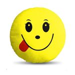 DreamVio Velvet Soft Plush Smiley Cushion Emoji Pillow Gift for Friends, Boyfriend, Girlfriend, BFF Gifts, 30 X 30 Cm - Set of 1, Yellow Design3