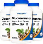 Nutricost Glucomannan 1,800mg Per Serving, 180 Capsules (3 Bottles)