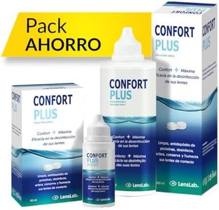Confort Plus Solución para Limpieza y Desinfección de Lentes de Contacto Blandas, Pack 1 x 360ml + Kit Viaje 60ml