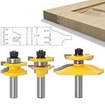 3 PCS Router Bit Set, 1/2-Inch Shank Round Over Raised Panel Cabinet Ogee Door Rail and Stile Router Bits, Woodworking Wood Cutter