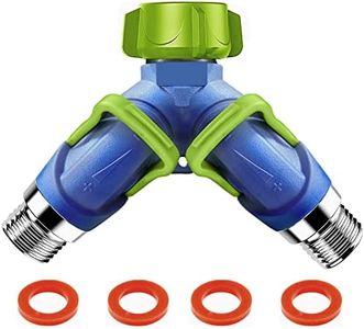 Garden Hose Splitter - AINEED Water Hose Splitter 2 Way Heavy Duty, Hose Connector Faucet Splitter, Hose Y Splitter, Outdoor Water Spigot Hose Bib Splitter with Shut off Valve
