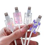 DiyGody Glitter Cable Protector for iPhone Type-c Charger,Cute Bling Butterflies Pattern 4 PCS Set Cable Phone Protector for Women Girls,Charging Cord Protector,Cable Chomper,Cord Saver