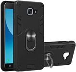 SkyTree Heavy Duty Robot Shockproof Rugged Kickstand Back Cover for Samsung Galaxy J7 Max - Black