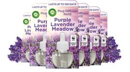 Air Wick Plug in Diffuser Refill, Purple Lavender Meadow, Pack 6 x 19ml, Long Lasting Fragrance, Lasts up to 600 days, Plug in Air freshener