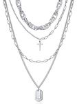 Rocker Pendant Necklace Punk Statement Long Chain Necklace Choker for Women Men Accessories (Silver)