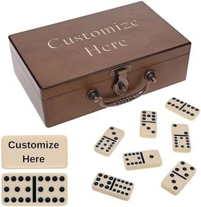WE Games Custom Double 12 Dominoes in Engraved Wooden Treasure Box, Dominoes Set for Adults, Personalized Gifts