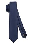 HISDERN Men's Tie Navy Blue Skinny Neckties For Men Classic Silk Wedding Ties Formal Slim Neck Tie with Box (6cm)