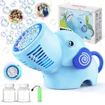 Babuloo Elephant Bubble Machine for Kids, Automatic Bubble Blower 8000+ Bubbles Per Minute with Big Bubble Holes/Rechargeable Battery/2 Solution, Portable Bubble Machine Toy for Outdoor Party Wedding