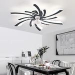 KeLuKes Modern Ceiling Fans with Lights and Remote 78cm Ceiling Fans with Lamps Silent Dc 6-Speed Dimmable Reversible Winter/Summer Led Ceiling Fan Light for Bedroom Lounge Living Room,Black