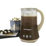 Nostalgia 32 Oz Frother and Hot Chocolate Maker, Warm or Cold Milk Foam, Includes Cocoa Bomb Mold, for Coffees, Lattes, Cappuccinos, Brown