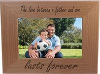 The Love Between A Father And Son Lasts Forever 4x6 Inch Wood Picture Frame - Great Gift for Father's Day Birthday or Christmas Gift for Dad Grandpa Papa Husband