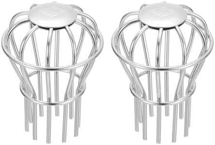 PATIKIL Gutter Guard 2 Inch, 2 Pack 304 Stainless Steel Down Pipe Filter, Anti-Blocking Line Cap Drain Cover Round Downspout Protector for Blockage Leaves Debris