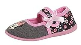 Disney Minnie Mouse Girls Slippers Kids Slipper Boots Easy Fasten Ballet House Shoes Grey 4 UK Child