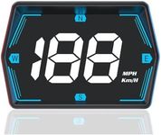 BLLYOGU Universal Car GPS Head Up Display - Digital Speedometer with LED Backlight, Overspeed Warning Alarm & Compass for All Cars in MPH/Km/h