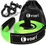 EVOARL Tow Rope 5m x 5cm, Heavy Duty 8T(17600 lbs) Towing Strap with Reinforced Loop Ends, Car Recovery Tow Rope Kits with Shackles(Green)