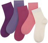 SERISIMPLE Women Thin Viscose Bamboo Socks Crew Lightweight Above Ankle Casual Dress Sock For Ladies Bootie Trouser 5 Pairs (US, Alpha, Medium, Regular, Regular, Purple&Pink)