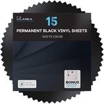 Kassa Permanent Black Vinyl Sheets (15 Pack, 12” x 12”) - Includes Bonus Transfer Tape - Self Adhesive Craft Outdoor Vinyl Bundle for Cutting Machines