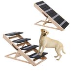 Upgrade 2-in-1 Pet Ramp Dog Stair,Folding Pet Stairs,Portable Dog Ramp for Small&Large Old Animals with Non-Slip Surface,Dog Ramp for Bed,Couch and Car,11" to 22" Height Adjustable(40×17.71)