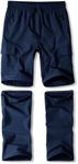 Boys Convertible Hiking Pants Kids Zip Off Quick Dry Waterproof Scout Pants Lightweight Zipper Pockets Cargo Youth Camping Shorts Navy XS