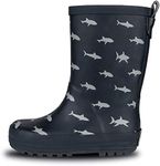 Lone Cone Elementary Collection - Premium Natural Rubber Rain Boots with Matte Finish for Toddlers and Kids, Sharks, 6 Toddler