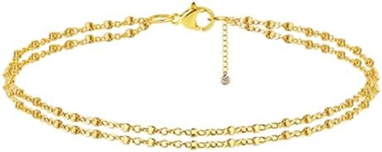 Kyerlyn Dainty Anklets for Women 18k Gold Plated Ankle Bracelets for Women Simple Chain Waterproof Gold Dot Beaded Anklet Summer Beach Gift