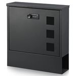 xydled Mailbox with Combination Lock,Large Capacity Wall Mounted Locking Security Mailbox,Large Mail Box with Newspaper Compartment, Black,12.8x11.8x3.3 Inch