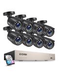 ZOSI 8CH CCTV Camera System with AI Human Vehicle Detection, 5MP Lite DVR and 8x 1080p 1920TVL Security Cameras Outdoor Indoor, Email Alert, Smart Playback, 100ft Night Vision, 1TB Hard Drive