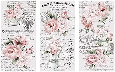 Thymeless Designs Rub on Transfers for Crafts and Furniture | 3 Design Sheets 6”x 12” | Home Decor Transfers | Furniture and Craft Decals | by (French Market Peonies)