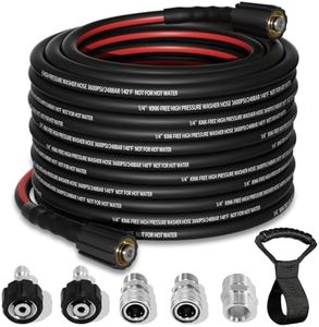 Flexible Pressure Washer Hose 50 FT, 3600 PSI Kink Resistant Power Washer Hose Replacement, 1/4" electric Washer Hose Extension With M22 x 3/8" Quick Connector