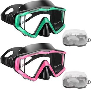 Diving mask Anti-Fog Swimming Snorkel mask Suitable for Adults Scuba Dive Swim Snorkeling Goggles Masks (Green+Pink, Adult)