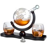 Gifts for Dad, Men Whiskey & Wine Decanter Globe World Set with Globe Glasses Anniversary Birthday House Warming for Liquor Scotch Bourbon Vodka, Gift for Him Husband, Gifts for Men Globe - 850ml