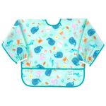 Bumkins Sleeved Bib Baby Bib, Toddler Bib, Smock, Waterproof Fabric, Fits Ages 6-24 Months – Ocean Life