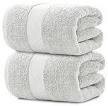 White Classic Luxury Soft Bath Sheet Towels - 650 GSM Cotton Luxury Bath Towels Extra Large 35x70 | Highly Absorbent and Quick Dry | Hotel Collection Extra Large Bath Towels Oversized, Silver, 2 Pack