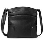 CLUCI Crossbody Bags for Women Small Leather Purse Travel Ladies Designer Triple Pockets Vintage Handbags Shoulder Bags Black