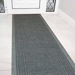 eXtreme Carpet Runner for Hallways, Kitchen, and Living Room | Sturdy, Washable, and Lightweight Custom Length Narrow Rug Runner | Non-Slip Rubber Backed 66cm Wide x 213cm Long Runner – Aztec Grey