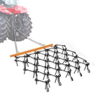 Garvee 5 ft x 4.5 ft Heavy Duty Chain Drag Harrow 3/8 in Tines Compatible with Tractors ATV UTV Lawn Tractor Attachments for Leveling, Grading, Breaking Up Soil, Garden Towing, Field, Yard, Farm