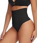 Tummy Control Thong Shapewear for Women High Waist Body Shaper Underwear Panty Seamless Thong Panties (Black, X-Large)