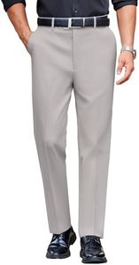 COOFANDY Men's Big and Tall Formal Pants Daily Elastic Waist Straight Trousers Light Grey