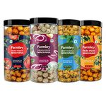 Farmley Flavoured Roasted Makhana I 332 gram I Healthy Party, Namkeen Snacks, Puffed Snacks Minty Pudina, Peri Peri, Tangy Tomato, Cream & Onion (Pack of 4, 83 g each)