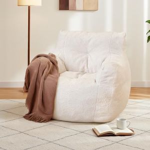 DKLGG Sherpa Bean Bag Chair, Bean Bag Chairs with Tufted Soft Stuffed with Filler, Fluffy Sherpa and Lazy Sofa, Comfy Cozy Floor Sofa with Memory Foam for Dorm, Apartment, Small Space