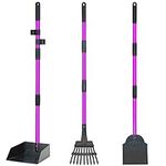 Dog Pooper Scooper for Large Medium Small Dogs, Adjustable Long Handle Poop Scooper for Dogs with Metal Tray, Rake and Spade, Heavy Duty Dog Poop Scooper for Yard, Lawn, Grass, Gravel, Dirt