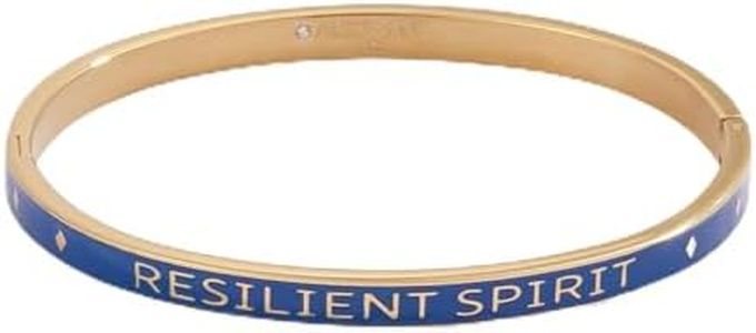 Alex and Ani Resilient Spirit Enamel Hinge Bracelet:Stainless Steel Gold:Blue, One Size, Yellow Gold, no gemstone