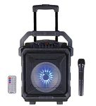 Zoook Rocker Thunder XL 50 watts Trolley Karaoke Bluetooth Party Speaker with Remote, Amplifier & Wireless Mic/8 inch Driver/FM/1 Click Recording/USB and TF/LED (Black)