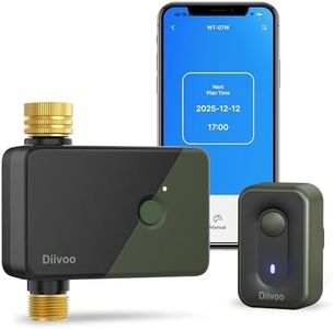 Diivoo Sprinkler Timer WiFi with Brass Inlet & Outlet, Garden Water Timer Compatible with Alexa/Google, Irrigation Hose Controller with Multiple Watering Plans, Rain Delay, Manual Watering for Lawn