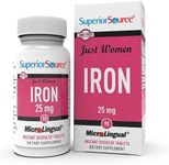 Superior Source Just Women - Iron 25 mg, (Ferrous Fumarate), Under The Tongue Quick Dissolve MicroLingual Tablets, 90 Count, Easily Absorbed, Assists Red Blood Cell Formation, Non-GMO
