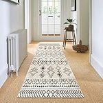 Carvapet Hallway Runner Rug 60x240cm Non Slip Long Kitchen Mat Washable Area Rug Soft Microfiber Geometric Floor Carpet Runner(Beige)