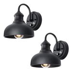 INNOSPARX 7'' Outdoor Barn Light Dusk to Dawn Black Outside Gooseneck Light Wall Mount Exterior Frontdoor Wall Lighting Fixture 2 Pack External Farmhouse Wall Sconce Small Outdoor Barn Door Wall Light